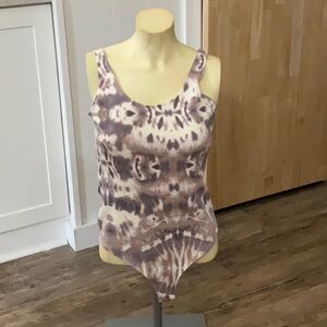 Shinestar Purple Sleeveless Fitted Bodysuit with Tie Front